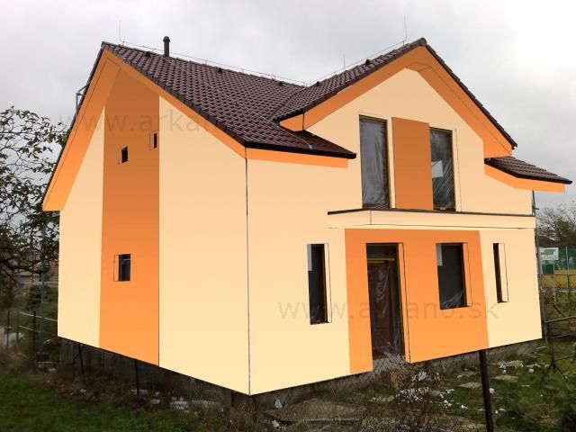 vizualizácia fasády - vizualizácia fasády, návrh rozdelenia farieb na rodinnom dome pred zateplením